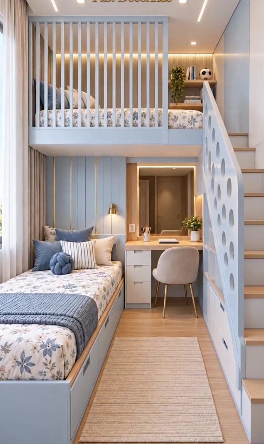 Kamar anak: ranjang tingkat & meja belajar custom